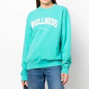 Sporty & Rich Green Teal Blue Wellness Ivy Crewneck Sweatshirt Xs